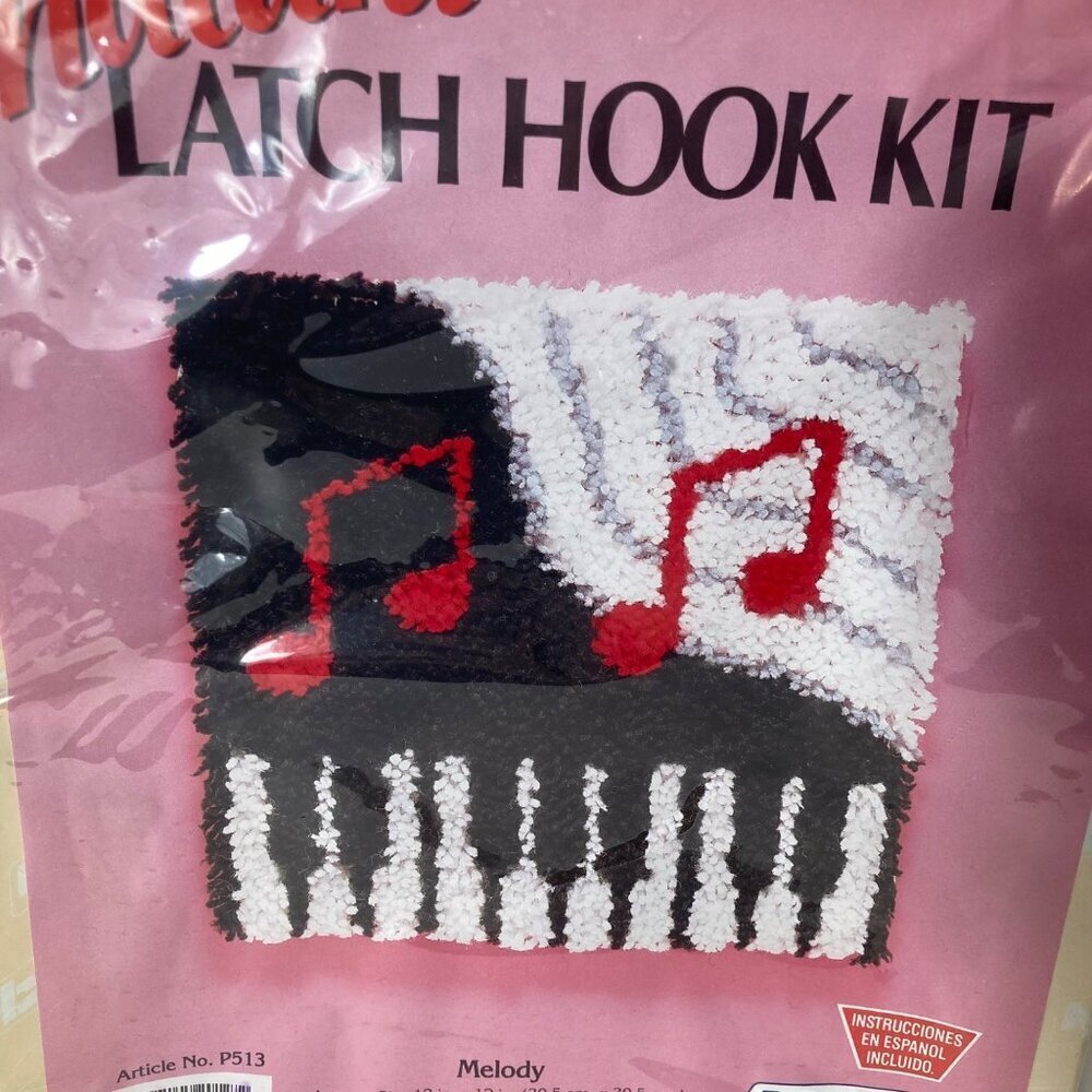 National Yarn Crafts Melody Piano Latch Hook Kit‎ Made in USA 12 x 12" P513 NIB